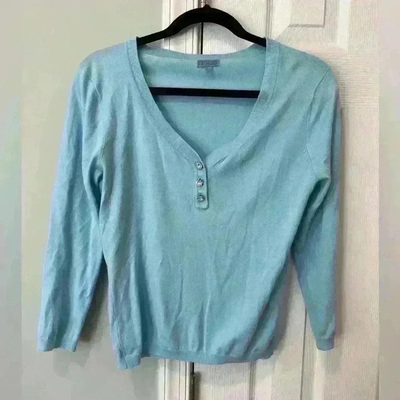 J. McLaughlin Blue Sweater Women’s Small with button detail - Picture 1 of 4